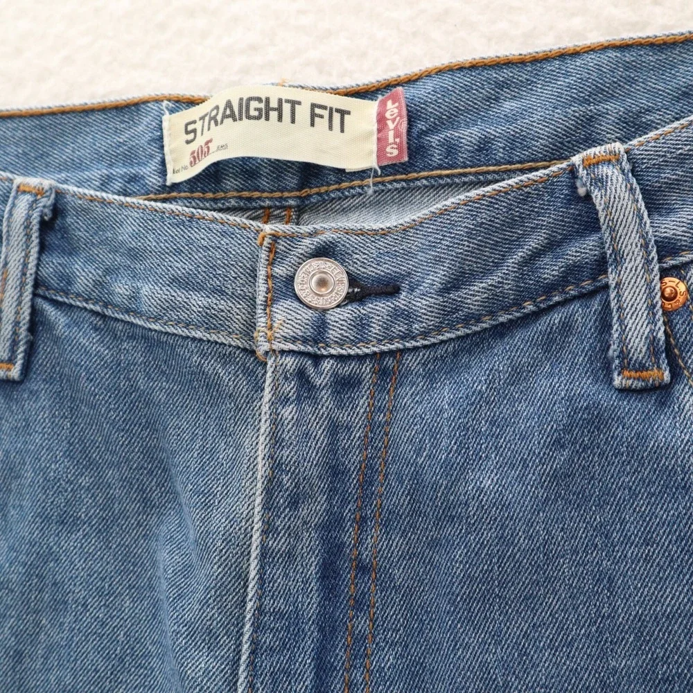 Levi's Jeans Mens 36x32 Blue 505 Regular Straight Medium Wash Denim Grunge Y2K